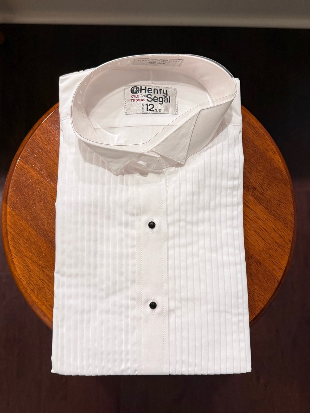 Women’s White Tuxedo Dress Shirt S – Pleated Front, Short Sleeve